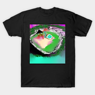 painting land with house and pond T-Shirt